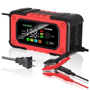 ⚡ Foxsur Cargador Inteligente de Baterías 12V 7A  Protecc Tecnología Compatible con Baterías de Plomo-Ácido, GEL, AGM, Calcio y LiFePO4 miniatura 1