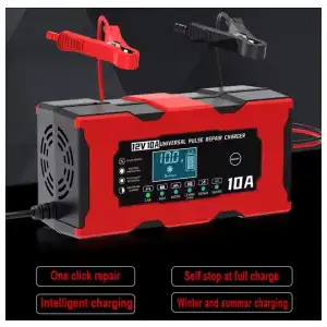 Cargador Inteligente de Baterías 12V 10A para Autos y Motocicletas M0554 miniatura 2