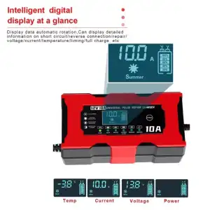 Cargador Inteligente de Baterías 12V 10A para Autos y Motocicletas M0554 miniatura 4