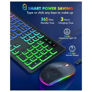 Combo Teclado y Mouse Inalámbrico RGB Recargable miniatura 5