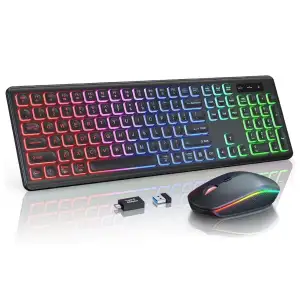 Combo Teclado y Mouse Inalámbrico RGB Recargable miniatura 1