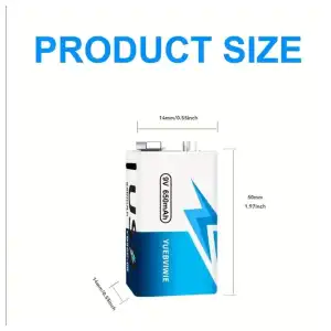 Baterías Recargables USB-C 9V – 650mAh miniatura 3